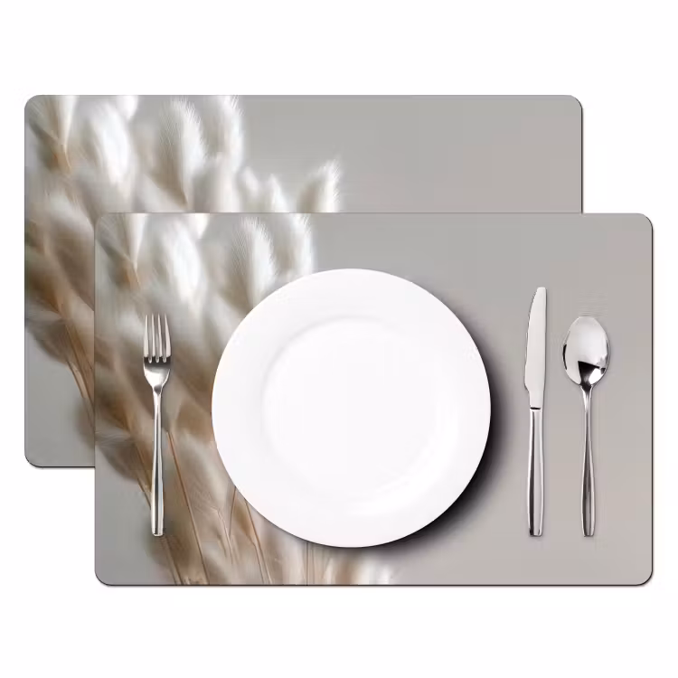 Sets de table en vinyle - Plumes - Beige - Minimaliste — 2