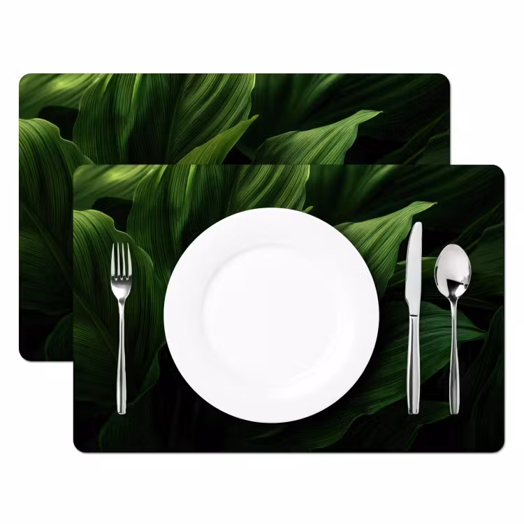 Sets de table en vinyle - Feuilles - Ombre - Vert - Texture — 2