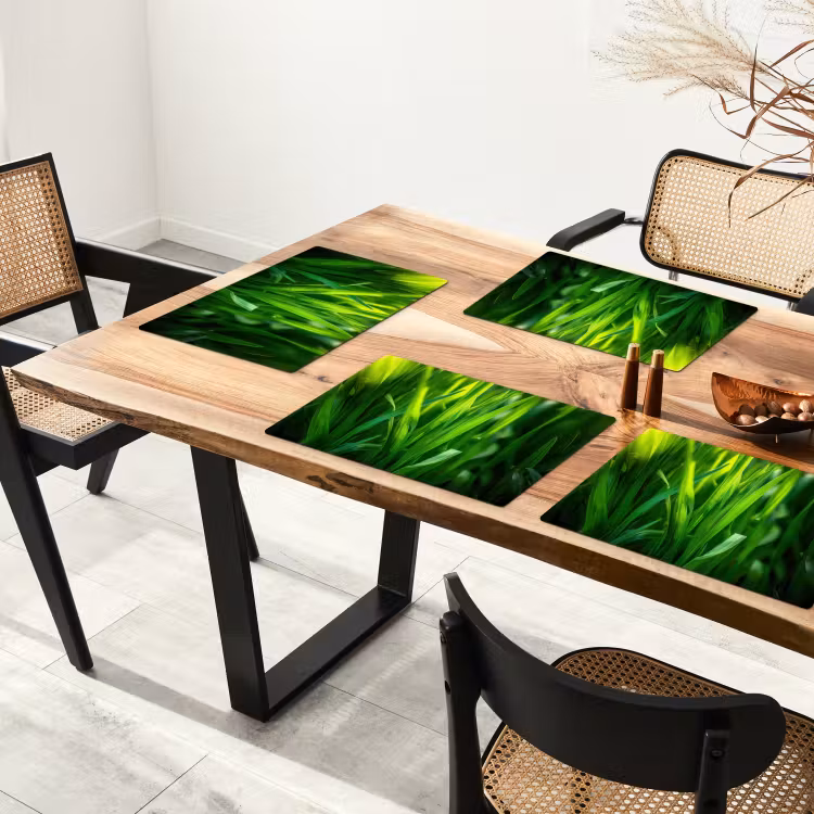 Sets de table en vinyle - Lames d'herbe - Léger - Vert — 4