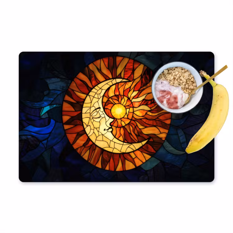 Sets de table en vinyle - Mosaïque - Verre - Lune - Bleu foncé — 1