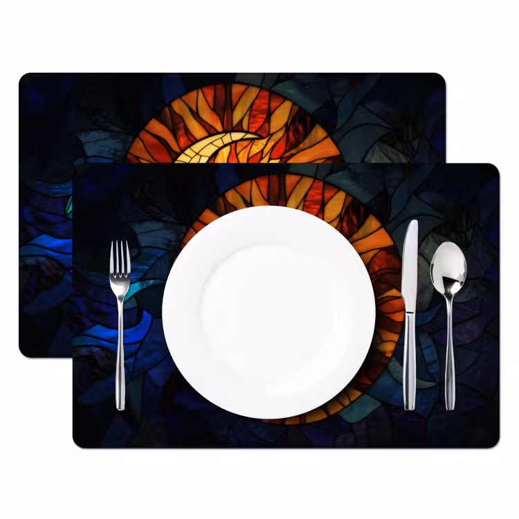 Sets de table en vinyle - Mosaïque - Verre - Lune - Bleu foncé — 2