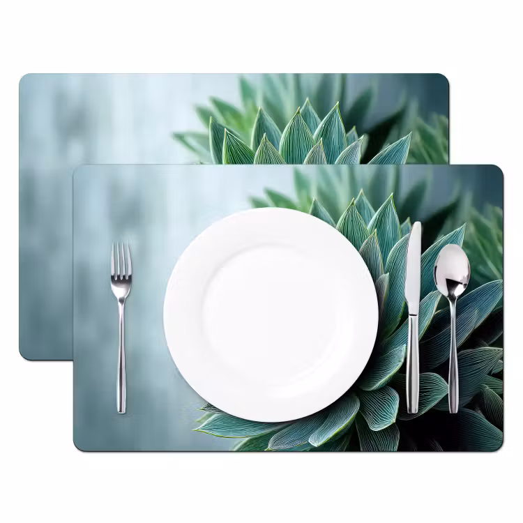 Sets de table en vinyle - Succulente - Feuilles - Vert - Flou — 2