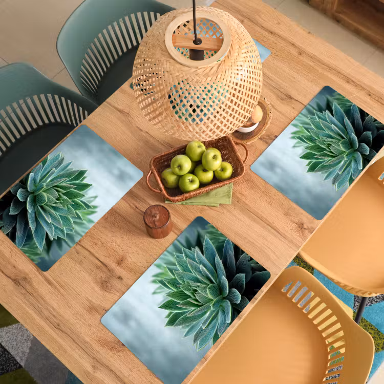 Sets de table en vinyle - Succulente - Feuilles - Vert - Flou — 3
