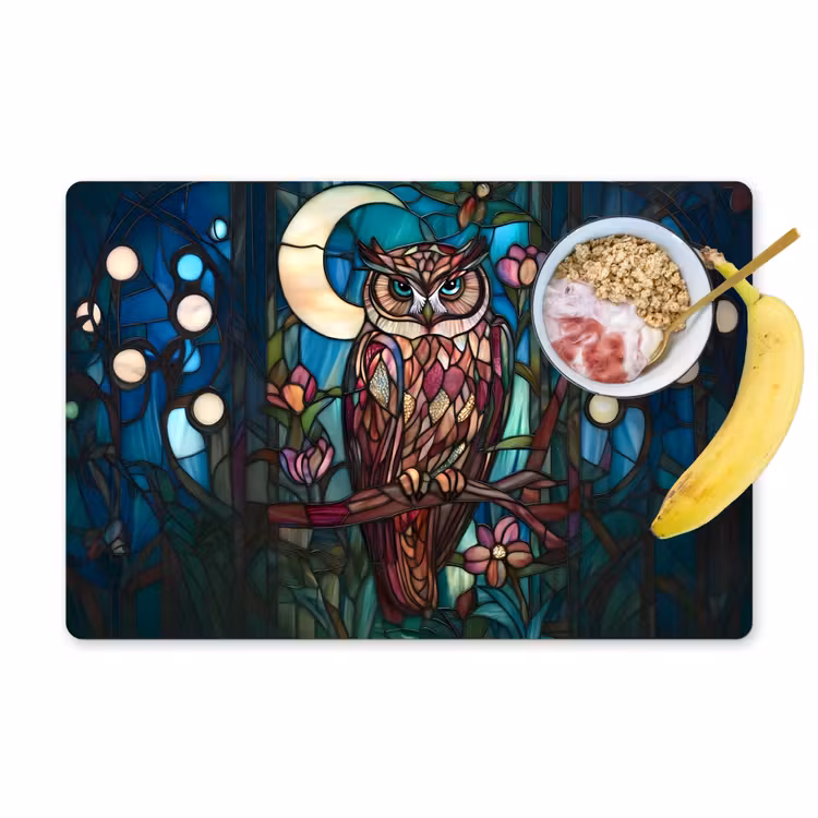Sets de table en vinyle - Hibou - Mosaïque - Lune - Nuit — 1