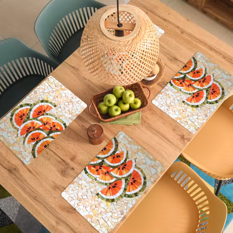 Sets de table en vinyle - Mosaïque - Pastèque - Rouge - Cerneaux — 3