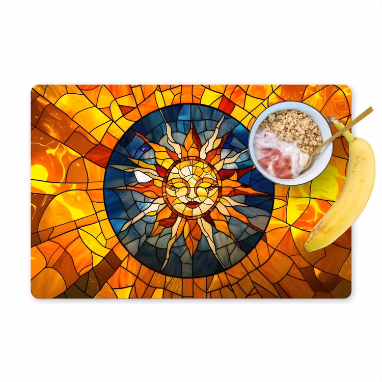 Sets de table en vinyle - Mosaïque - Soleil - Jaune - Cercle — 1