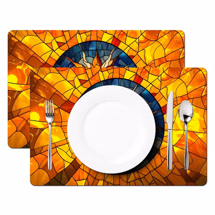 Sets de table en vinyle - Mosaïque - Soleil - Jaune - Cercle — 2