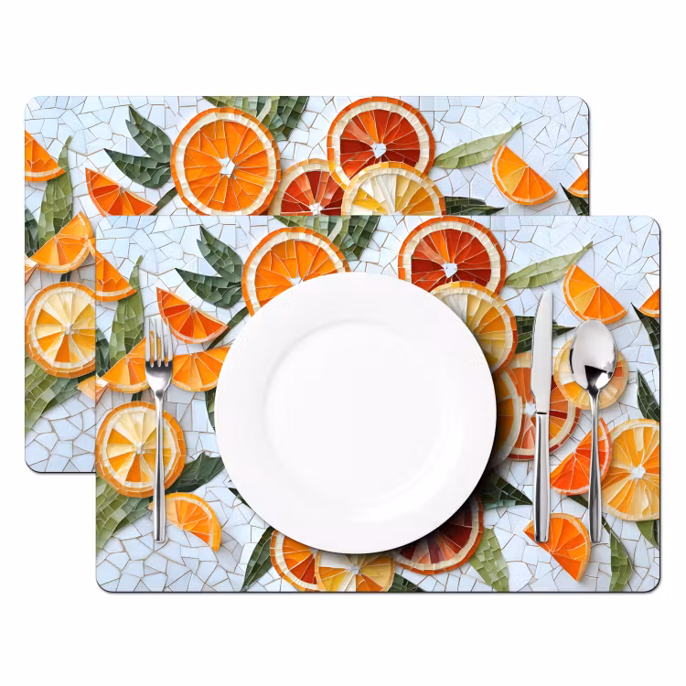 Sets de table en vinyle - Tranches - Fruits - Orange - Mosaïque — 2