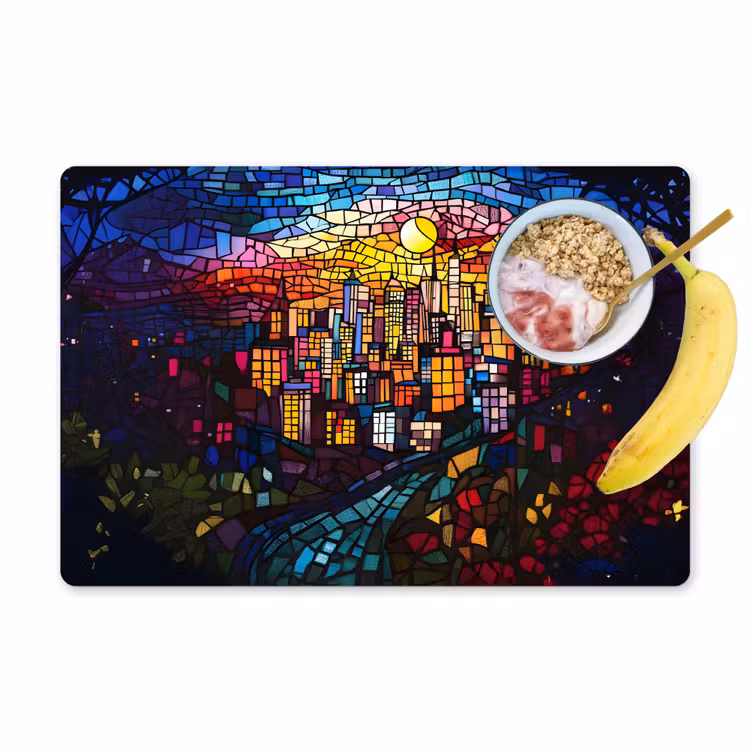 Sets de table en vinyle - Ville - Lune - Mosaïque - Colorée — 1