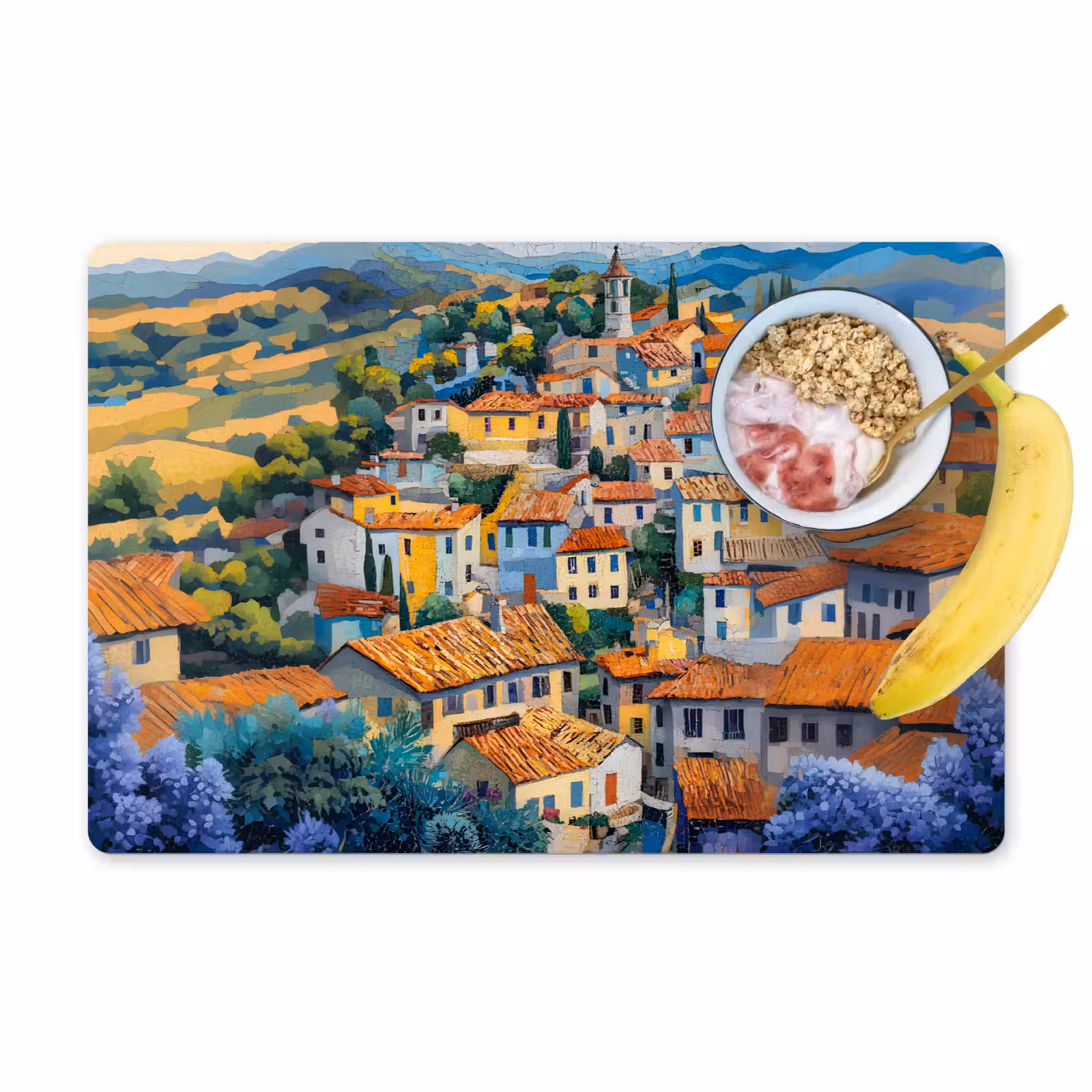 Sets de table en vinyle - Village - Collines - Paysage - Arbres — 1