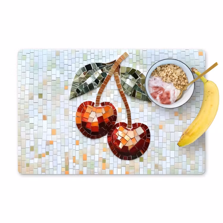 Sets de table en vinyle - Cerise - Rouge - Mosaïque - Feuilles — 1