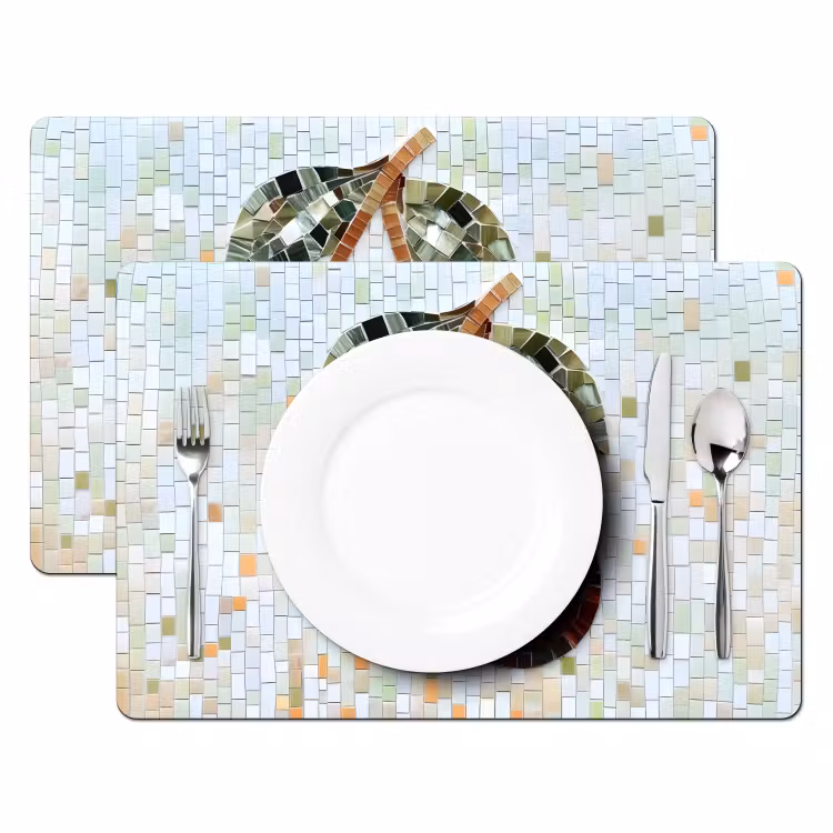 Sets de table en vinyle - Cerise - Rouge - Mosaïque - Feuilles — 2