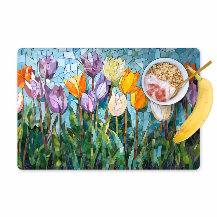 Sets de table en vinyle - Mosaïque - champ - tulipes - coloré — 1