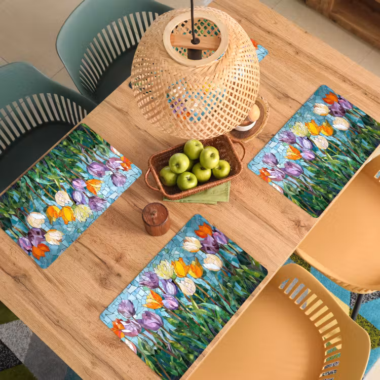 Sets de table en vinyle - Mosaïque - champ - tulipes - coloré — 3