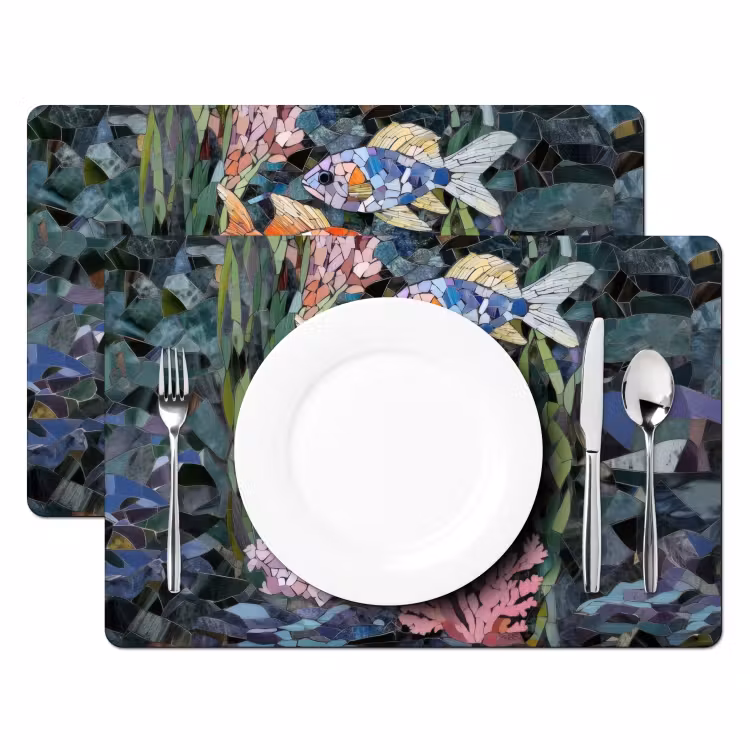 Sets de table en vinyle - Poisson - Corail - Mer - Mosaïque — 2