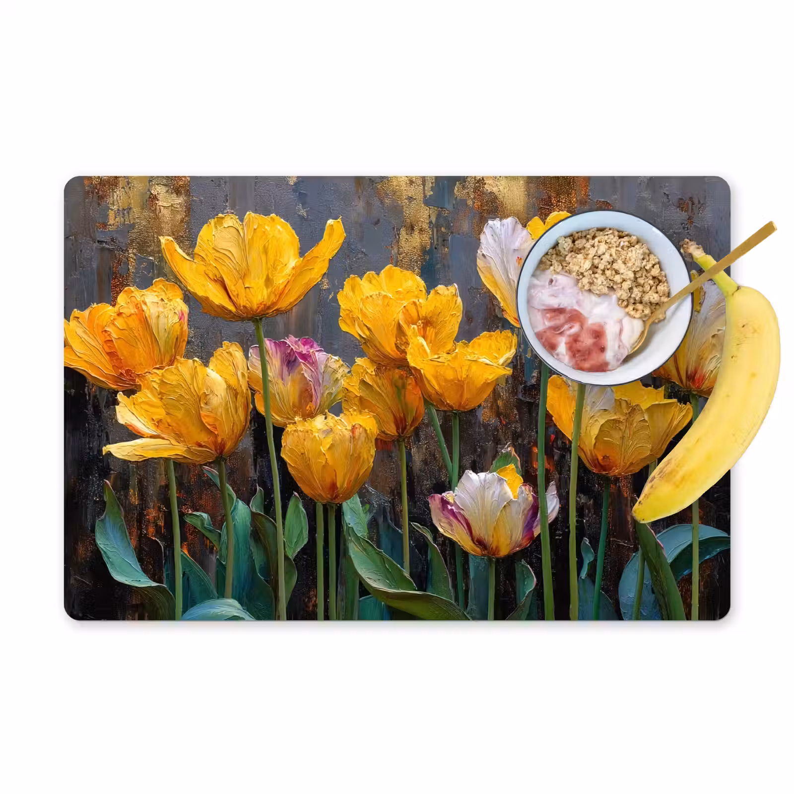 Sets de table en vinyle - Tulipes - Jaune - Coups de pinceau - Abstrait — 1