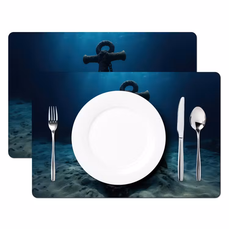 Sets de table en vinyle - Ancre - Fer - Fonds marins - Sable — 2