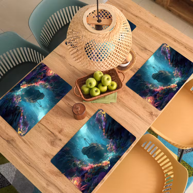 Sets de table en vinyle - Bateau - Bois - Récifs coralliens - Lumière du soleil — 3