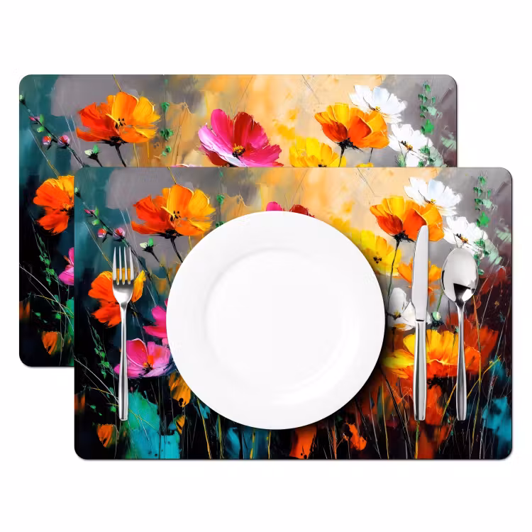 Sets de table en vinyle - Couleurs vives - Pétales - Abstrait — 2