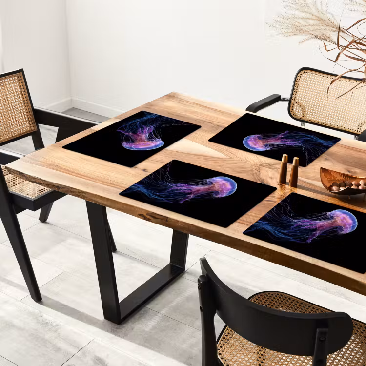 Sets de table en vinyle - Méduse - Translucide - Rose - Tentacules — 4