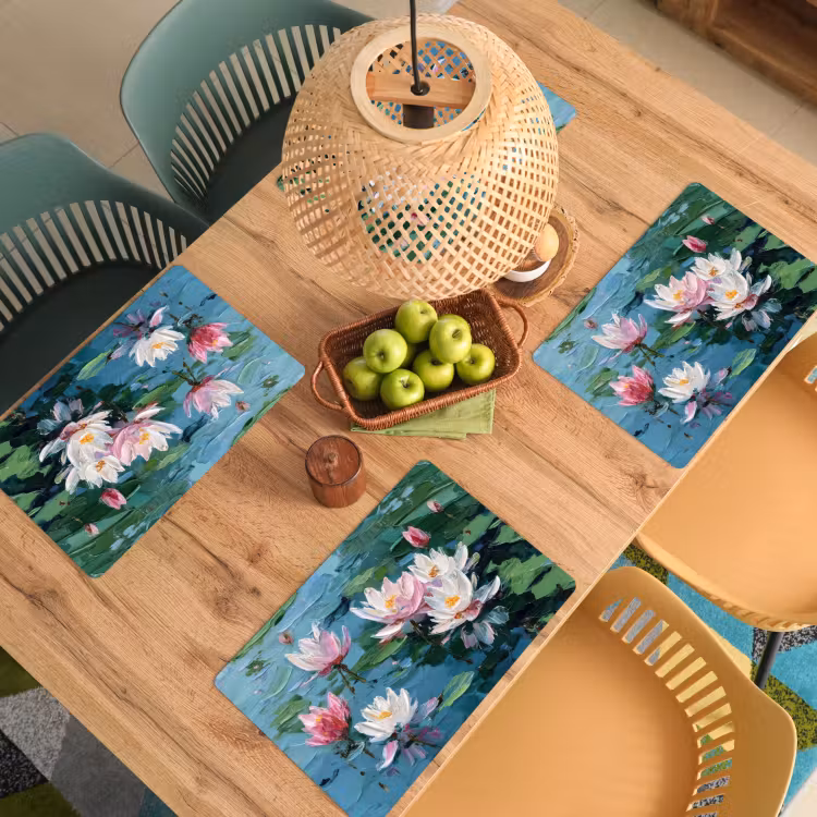 Sets de table en vinyle - Nénuphars - Fleurs - Rose - Eau — 3