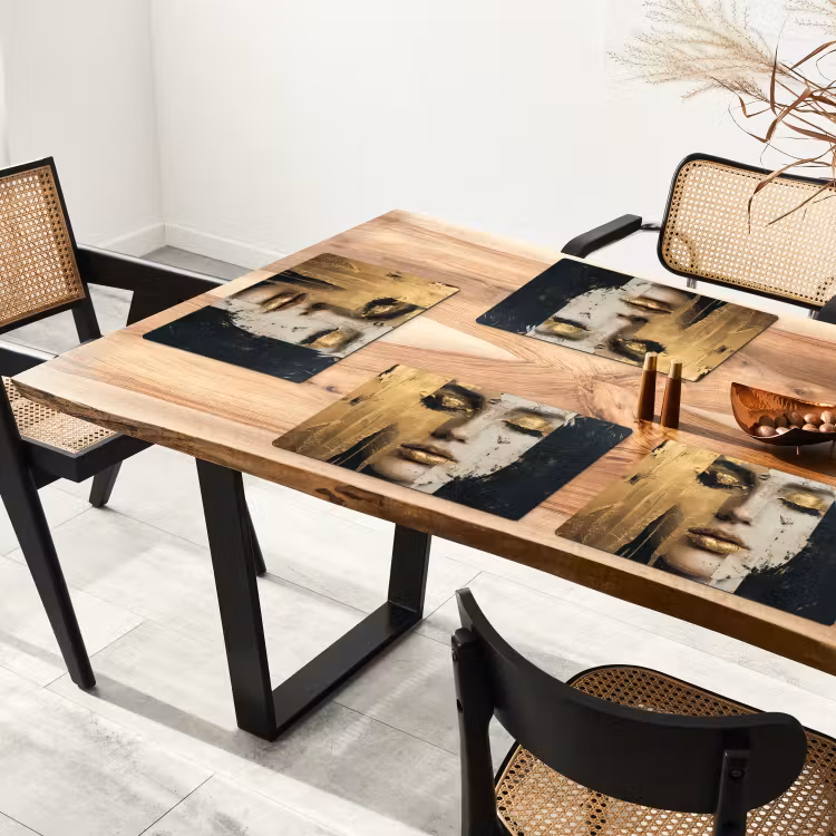 Sets de table en vinyle - Abstrait - Or - Visage - Lèvres — 4