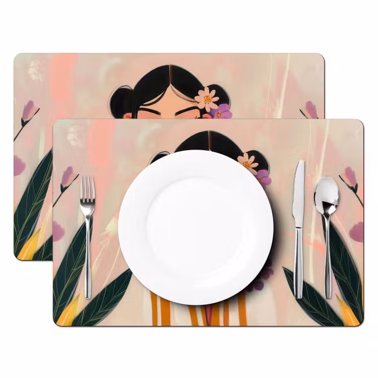 Sets de table en vinyle - Femme - Fleurs - Pastel — 2