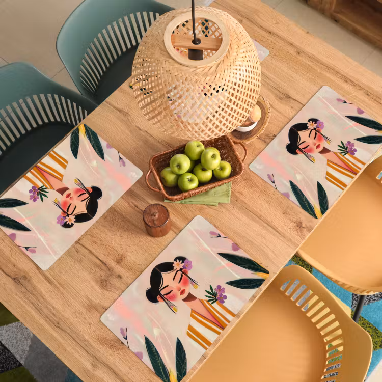 Sets de table en vinyle - Femme - Fleurs - Pastel — 3