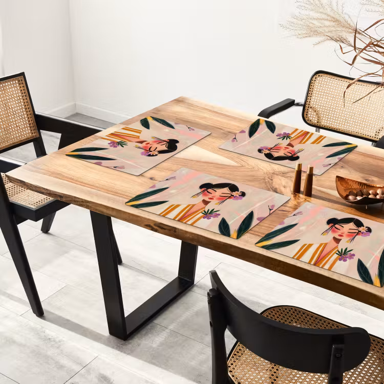 Sets de table en vinyle - Femme - Fleurs - Pastel — 4