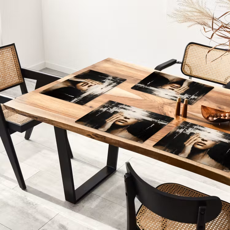 Sets de table en vinyle - Main - Visage - Rayures - Abstrait — 4