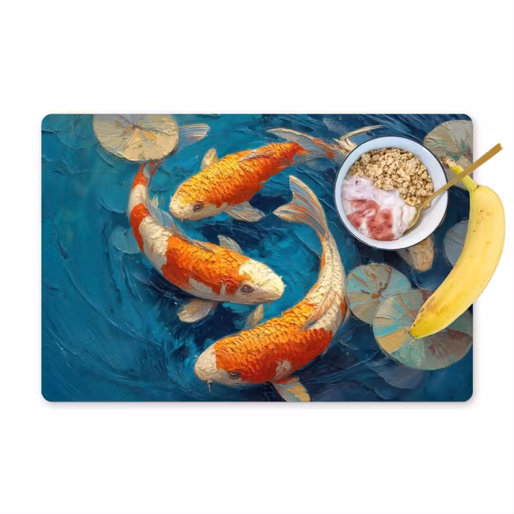 Sets de table en vinyle - Poissons - Nénuphars - Orange - Eau — 1