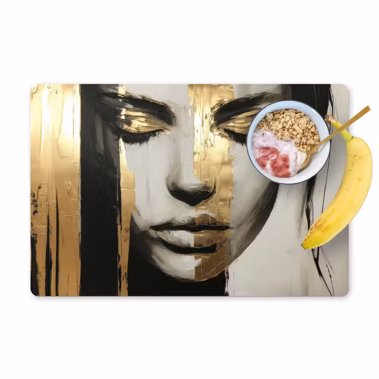 Sets de table en vinyle - Yeux - Visage - Or - Rayures — 1