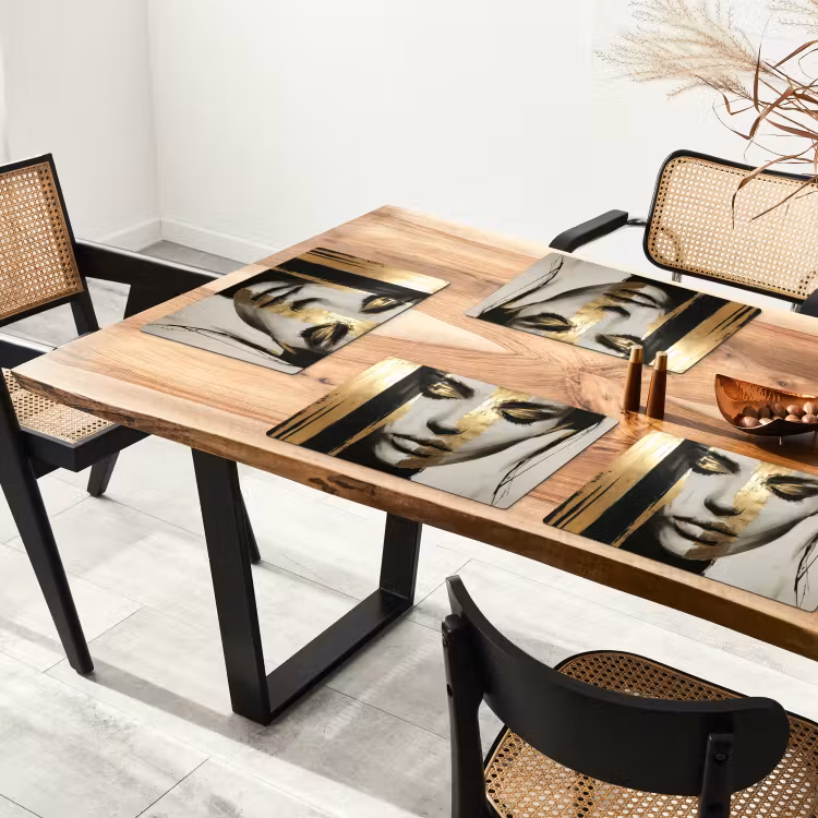 Sets de table en vinyle - Yeux - Visage - Or - Rayures — 4