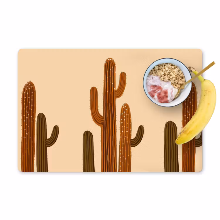 Sets de table en vinyle - Cactus - Désert - Sable - Marron — 1