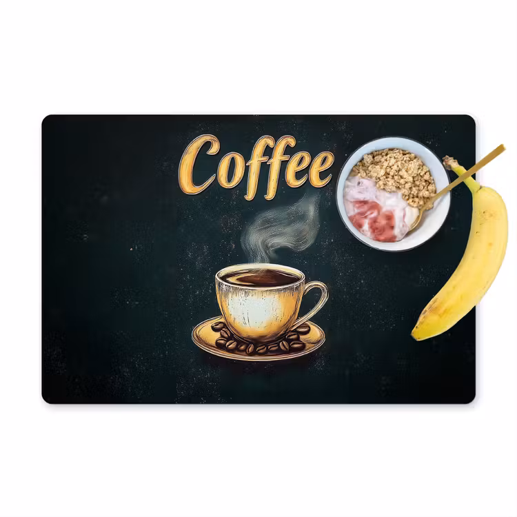 Sets de table en vinyle - Café - Plat - Grains de café - Rétro — 1