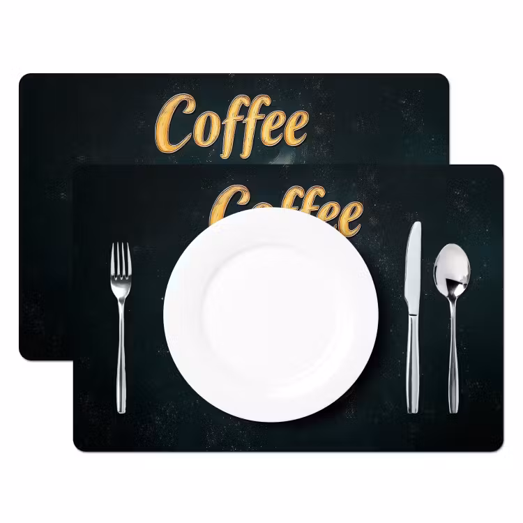 Sets de table en vinyle - Café - Plat - Grains de café - Rétro — 2