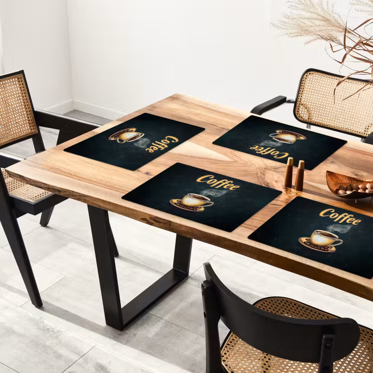 Sets de table en vinyle - Café - Plat - Grains de café - Rétro — 4