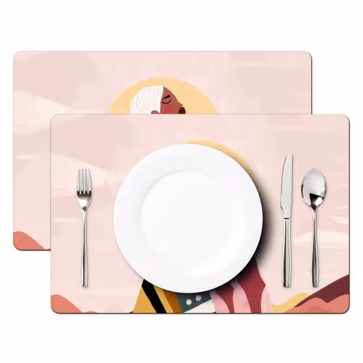 Sets de table en vinyle - Femme - soleil - coloré — 2