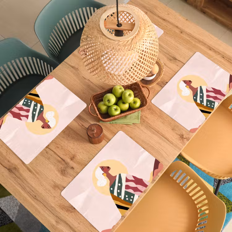 Sets de table en vinyle - Femme - soleil - coloré — 3