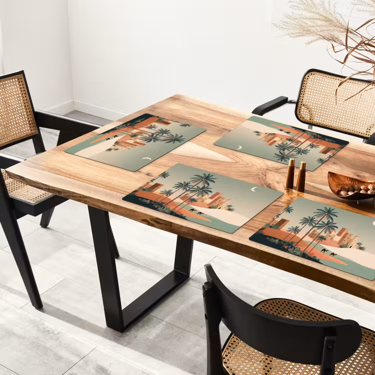 Sets de table en vinyle - Paysage nocturne - Chameaux - Étoiles - Dunes de sable — 4