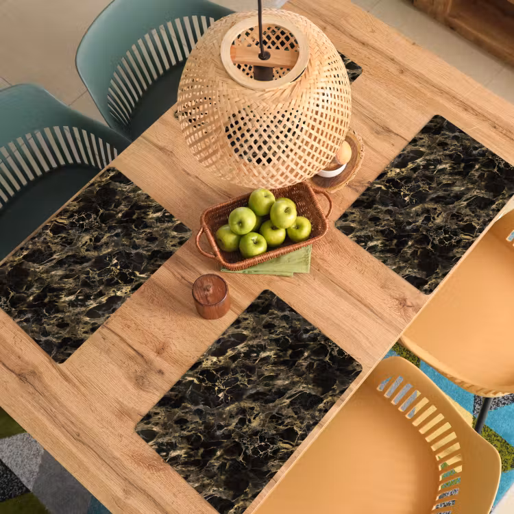 Sets de table en vinyle - Cristal - Or - Noir - Marbre — 3