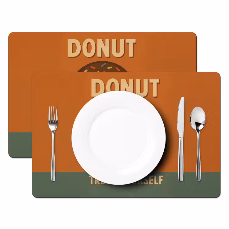 Sets de table en vinyle - Donut - moucheté - coloré - citation — 2