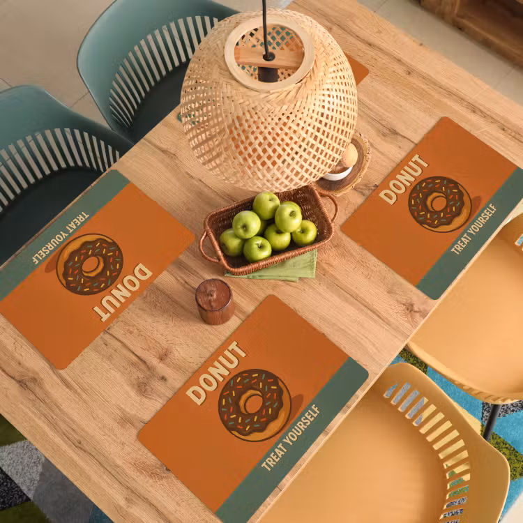 Sets de table en vinyle - Donut - moucheté - coloré - citation — 3