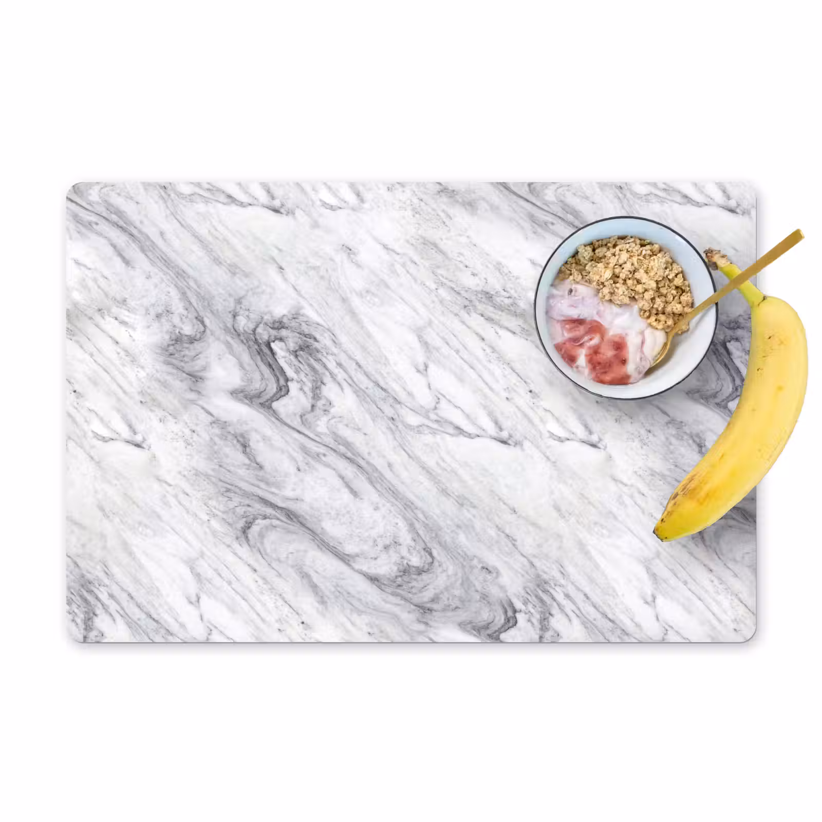 Sets de table en vinyle - Tourbillon - Texture grise - Marbre - Blanc — 1