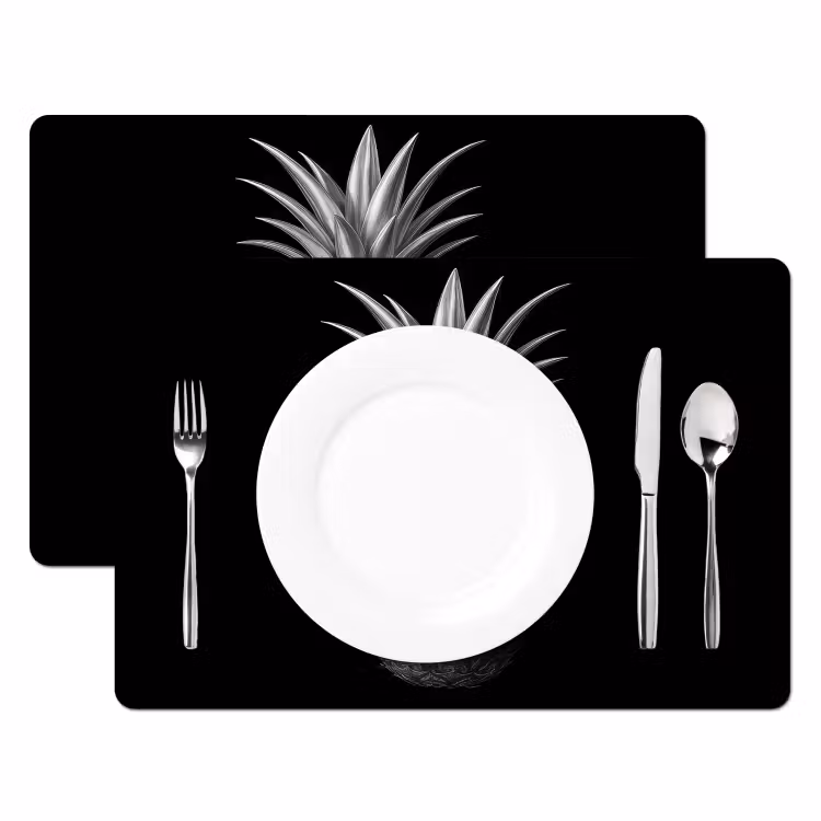 Sets de table en vinyle - Ananas - Détaillé - Feuilles — 2