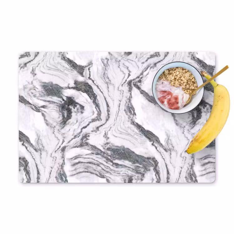Sets de table en vinyle - Blanc - Marbre - Ondulé - Graphite — 1