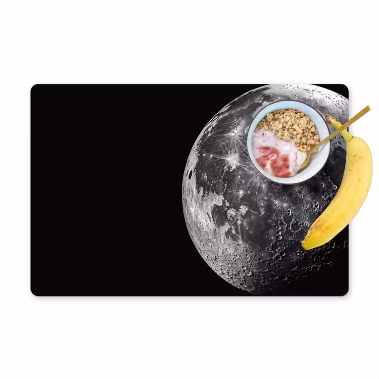 Sets de table en vinyle - Gros plan - Lune - Blanc - Texture — 1