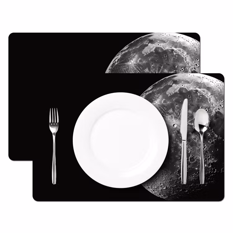 Sets de table en vinyle - Gros plan - Lune - Blanc - Texture — 2
