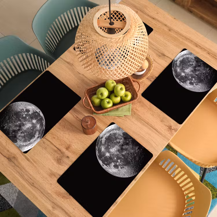 Sets de table en vinyle - Gros plan - Lune - Blanc - Texture — 3