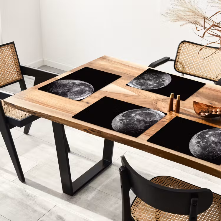 Sets de table en vinyle - Gros plan - Lune - Blanc - Texture — 4